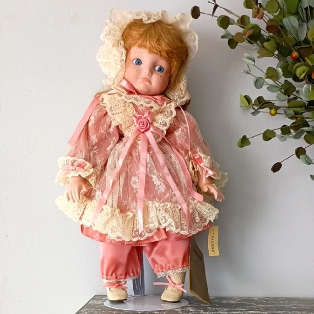 Porcelain Doll Sad Face Vintage Seymour Mann Collection Pink